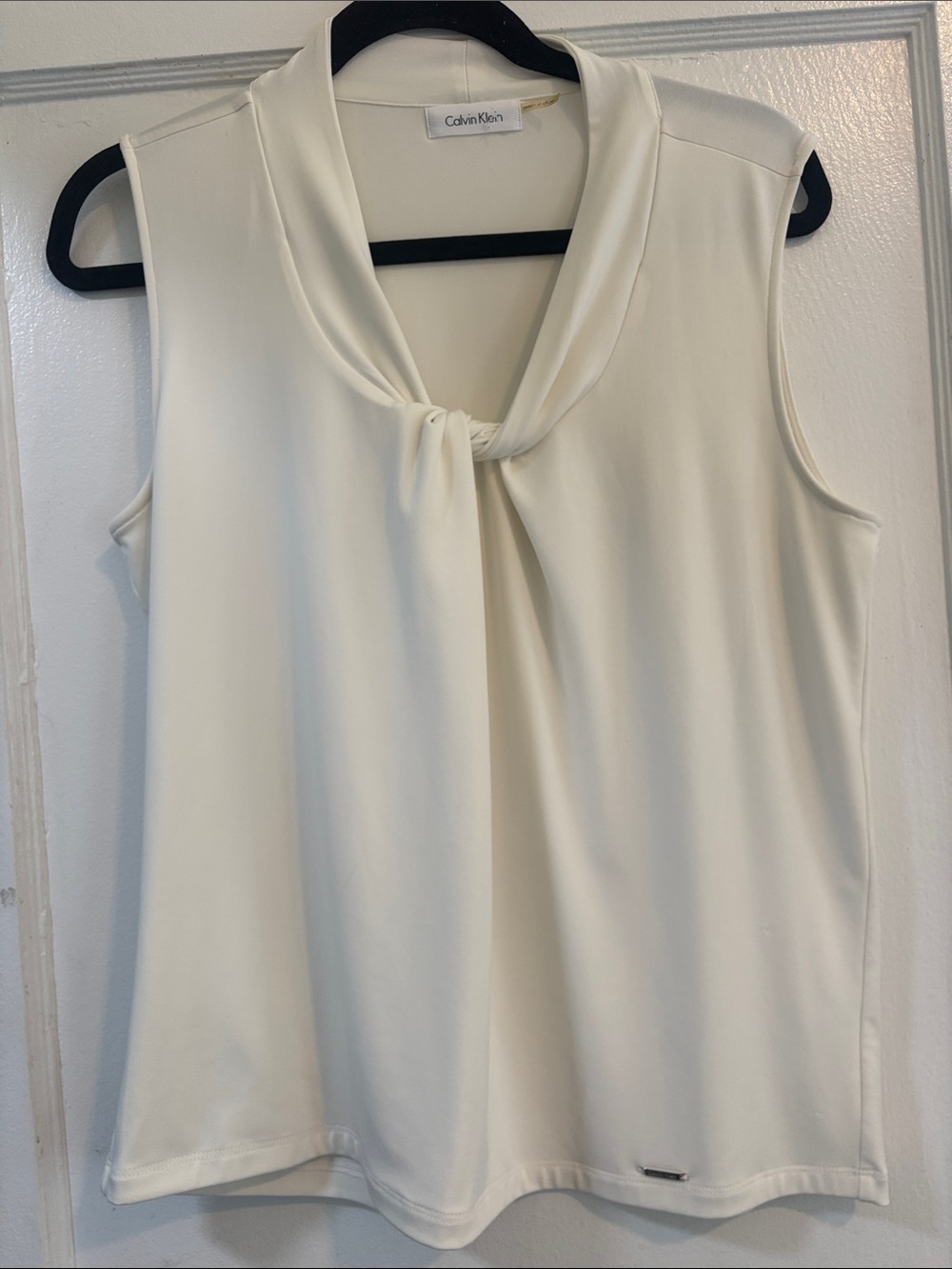 Calvin Klein Ivory Tie-Front Sleeveless Camisole